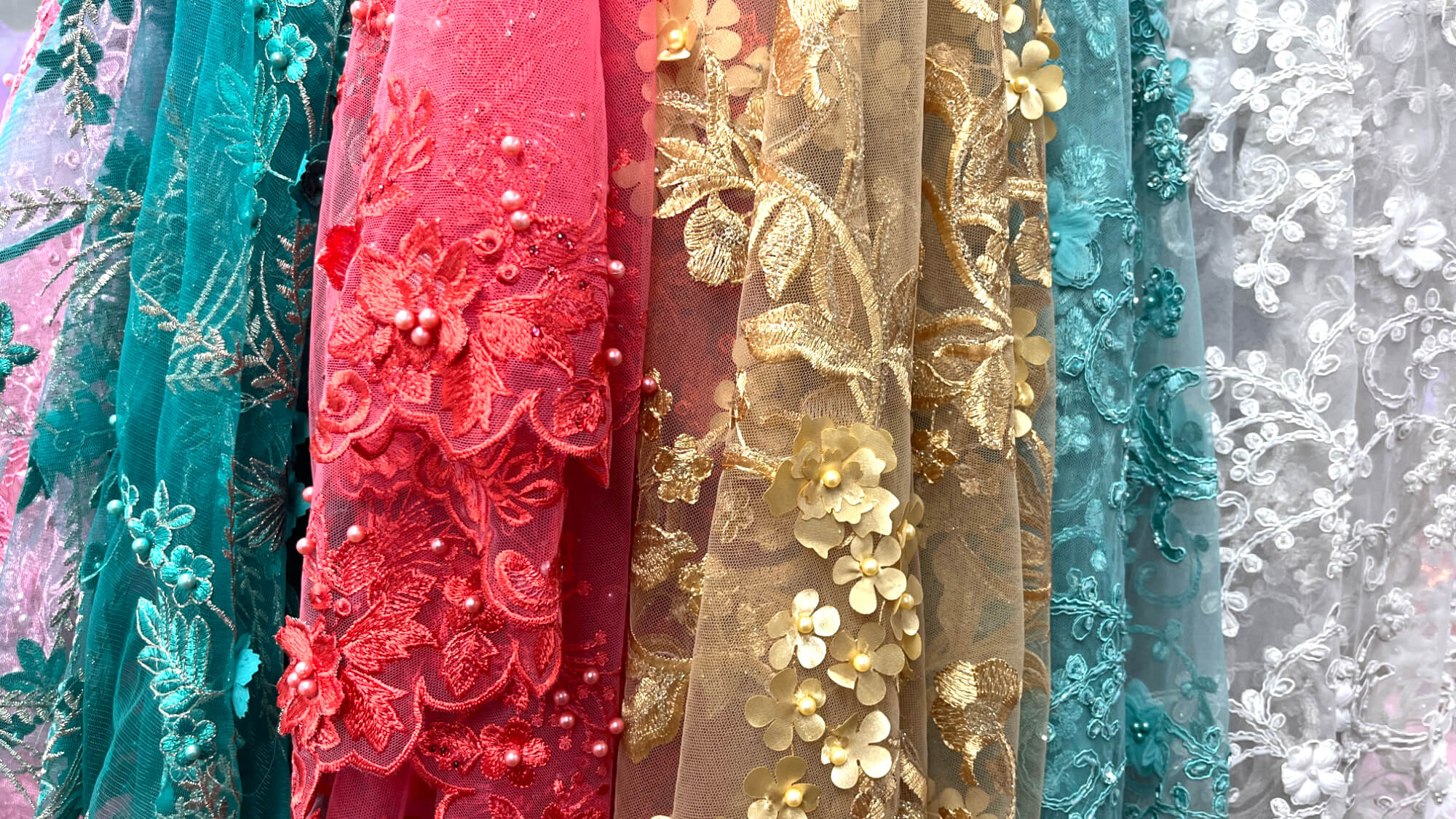 Embroidered Lace Fabric by the Yard | Bridal, Dance & Quinceaera Gowns Lace USA Embroidered Lace Fabric by the Yard | Bridal, Dance & Quinceaera Gowns Lace USA