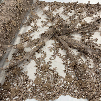 3D Floral Lace Fabric Embroidered on 100% Polyester Net Mesh | Lace USA - GD-2303