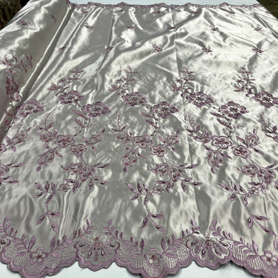 Beaded Bridal Lace Fabric Embroidered on 100% Polyester Satin | Lace USA - 30108S-BP