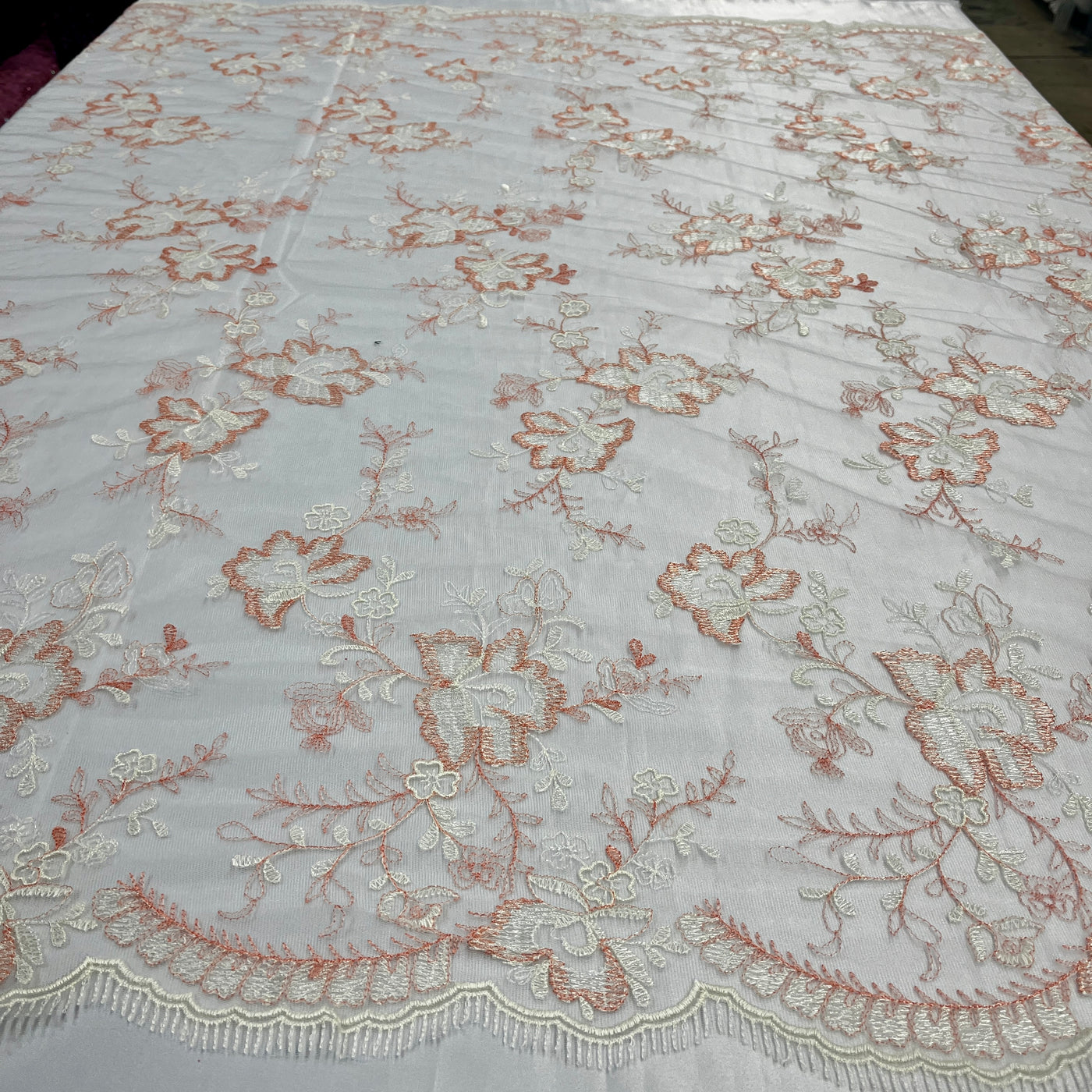 Lace Fabric Embroidered on 100% Polyester Net Mesh | Lace USA - 42092W