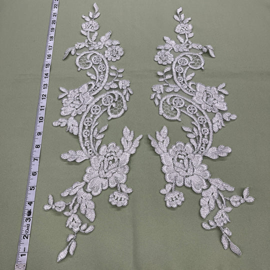 Aplique floral con cordón bordado en organza 100% poliéster | Encaje EE. UU.