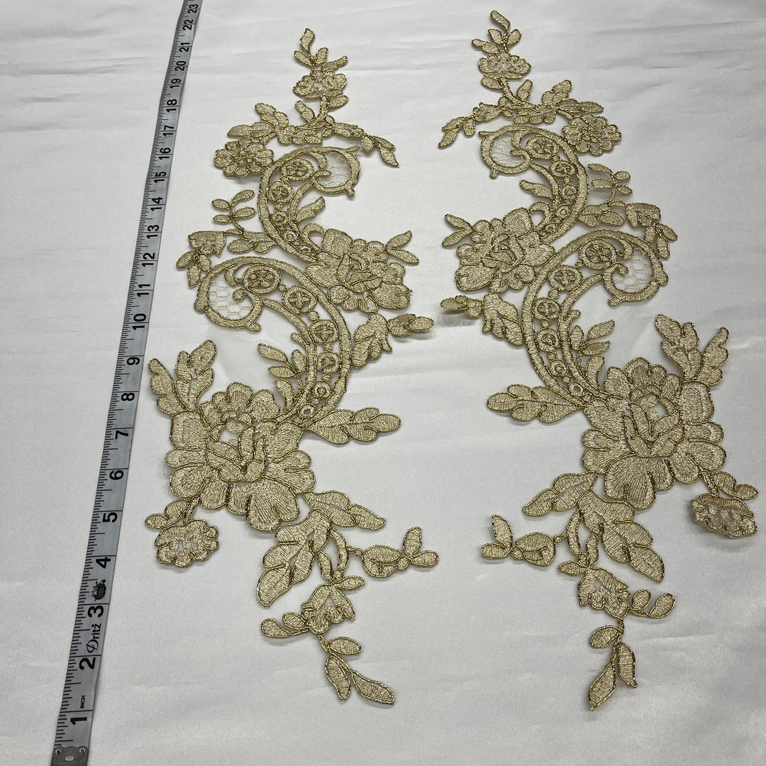 Aplique floral con cordón bordado en organza 100% poliéster | Encaje EE. UU.