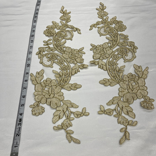 Aplique floral con cordón bordado en organza 100% poliéster | Encaje EE. UU.