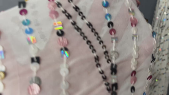 Tela de gasa con lentejuelas hechas a mano 100% poliéster de aproximadamente 48" de ancho | Encaje EE. UU.