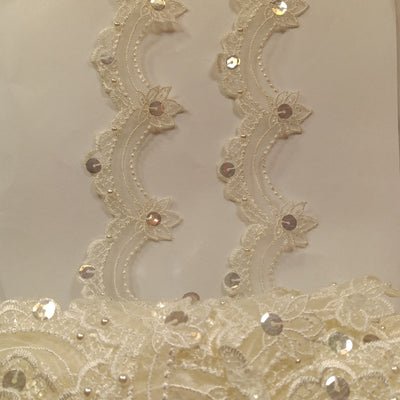 Beaded Lace Trimming Embroidered on 100% Polyester Organza | Lace USA - KZ-22
