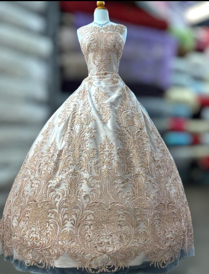Beaded Lace Fabric Embroidered on 100% Polyester Net Mesh | Lace USA - GD-13267 - Silver / 60"