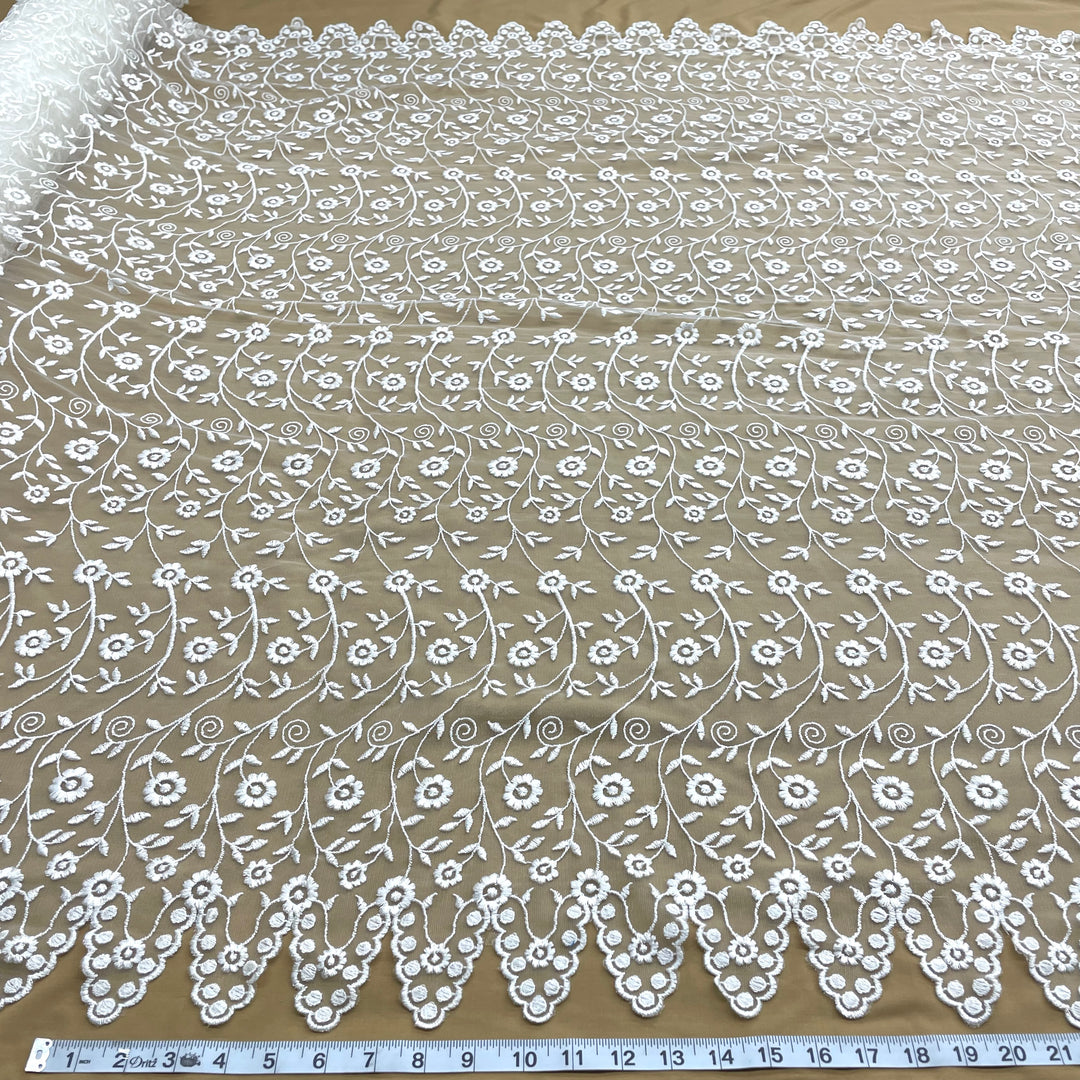 Lace Fabric Embroidered on 100% Polyester Net Mesh | Lace USA