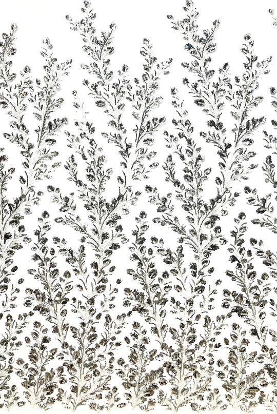 Embroidered & Heavily Beaded with Beads & Sequin Silver Lace Fabric. Lace Usa