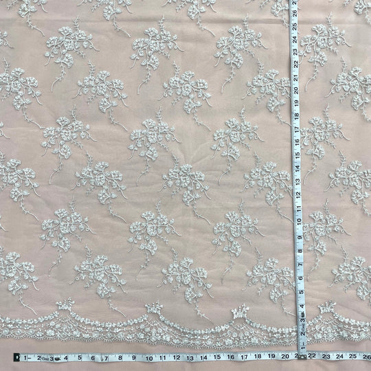 Beaded & Sequined Lace Fabric Embroidered on 100% Polyester Net Mesh | Lace USA