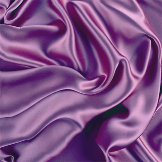 A draped piece of purple Charmeuse Medium Satin Lining Fabric . 100% Polyestermaterial