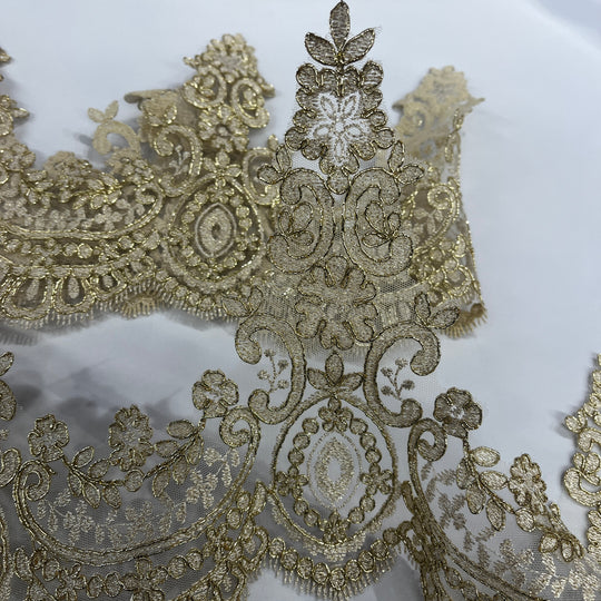 Corded Lace Trimming Embroidered on 100% Polyester Net Mesh | Lace USA - 96794W