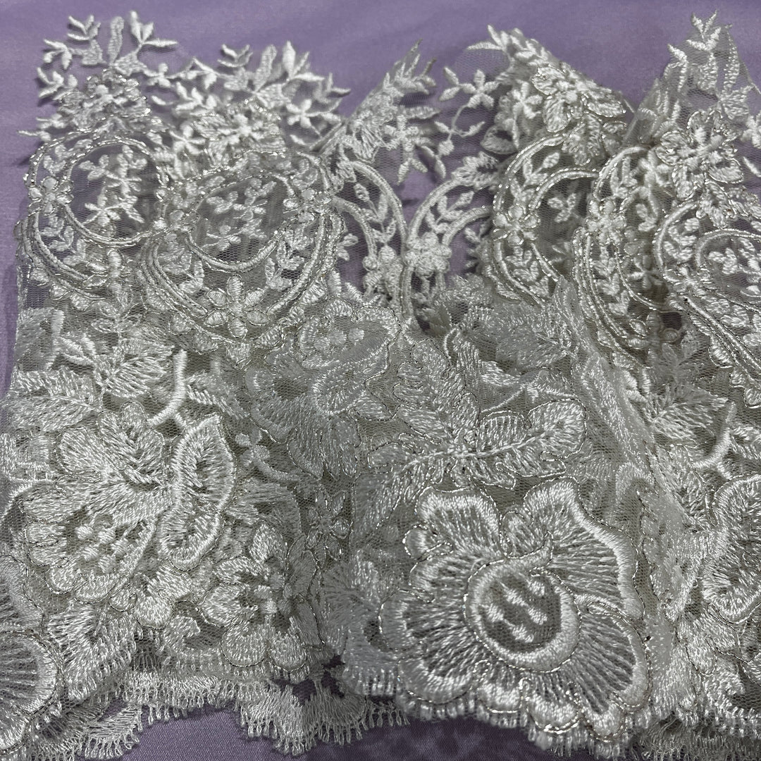 Floral Corded Lace Trim – 9" Wide Bridal, Quinceañera & Festa | Lace USA - 97039W/1