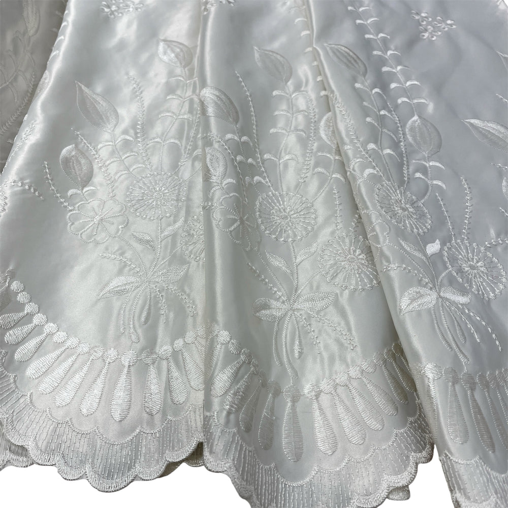 Bridal Lace Fabric Embroidered on 100% Polyester Satin | Lace USA - 30110S