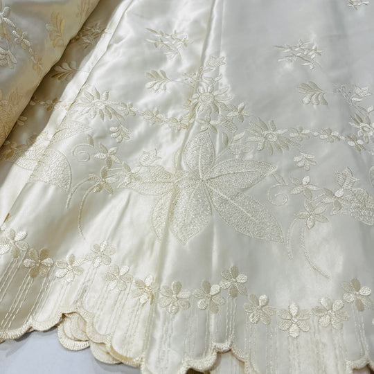 Bridal Lace Fabric Embroidered on 100% Polyester Satin | Lace USA - 31051S