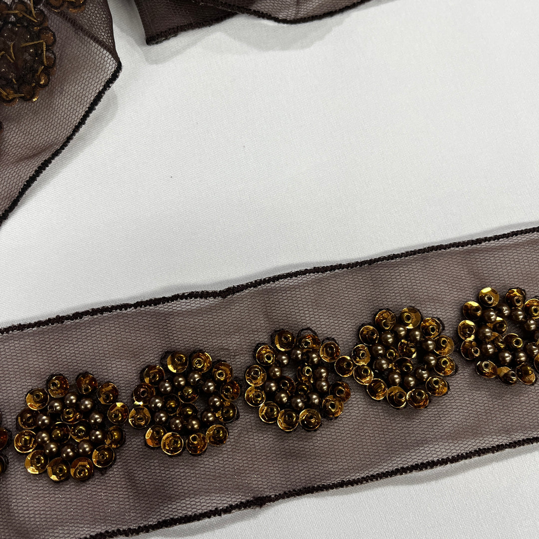 Beaded Lace Trimming Embroidered on 100% Polyester Mesh | Lace USA - 21766WN-BP