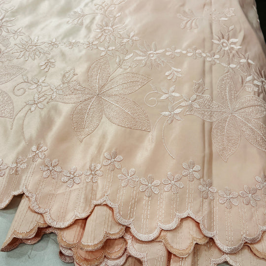 Bridal Lace Fabric Embroidered on 100% Polyester Satin | Lace USA - 31051S