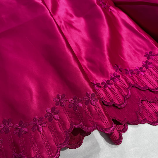 Bridal Lace Fabric Embroidered on 100% Polyester Satin | Lace USA - 31051S