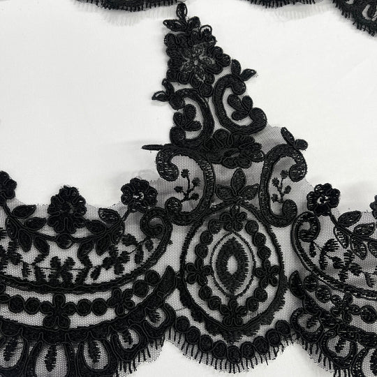 Corded Lace Trimming Embroidered on 100% Polyester Net Mesh | Lace USA - 96794W