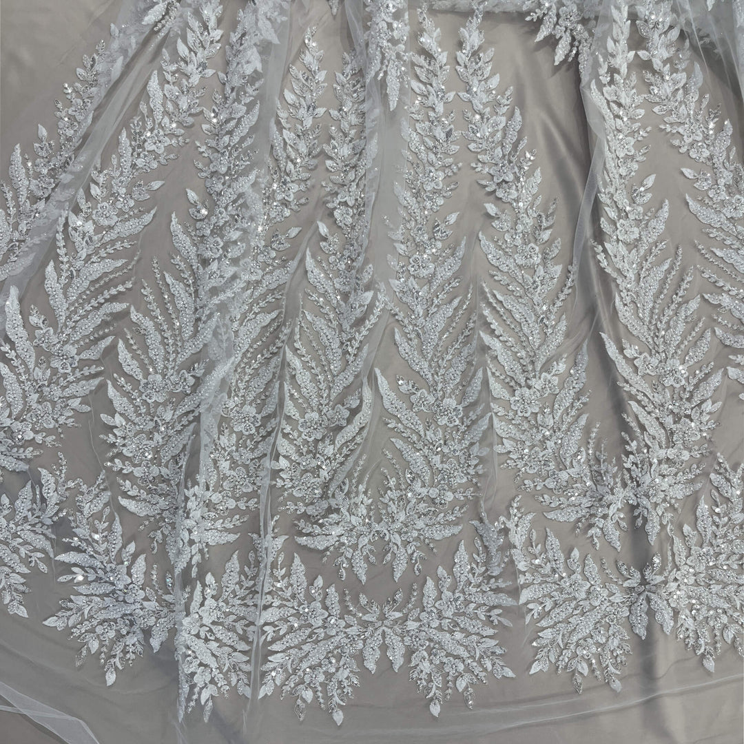 Beaded Lace Fabric Embroidered on 100% Polyester Net Mesh | Lace USA - GD-2638