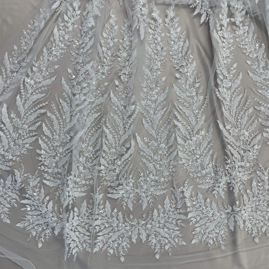 Beaded Lace Fabric Embroidered on 100% Polyester Net Mesh | Lace USA - GD-2638