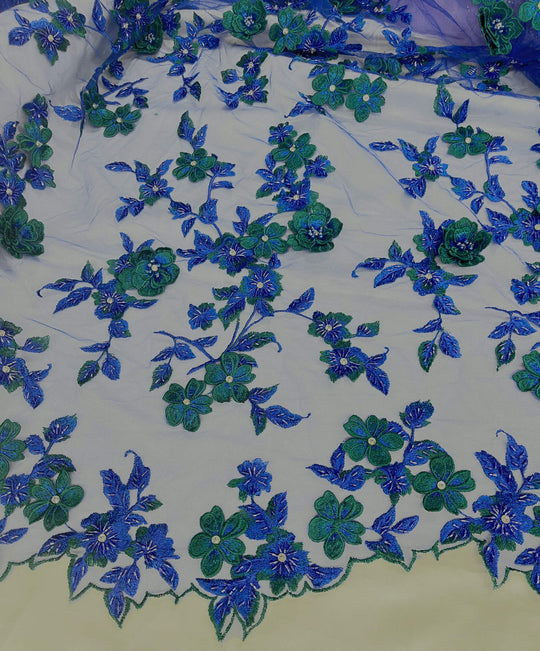 3D Beaded Floral Lace Fabric – Ideal for Quinceañera, Bridesmaids, Dance Costumes| Lace USA - GD-1613