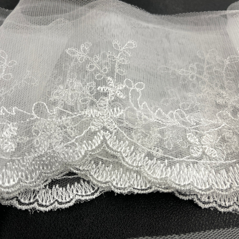 Embroidered Lace Trimming Embroidered on 100% Polyester Net Mesh | Lace USA - 21734W
