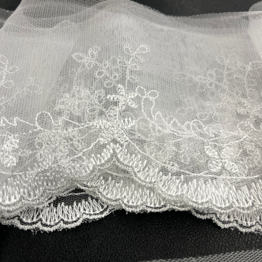 Embroidered Lace Trimming Embroidered on 100% Polyester Net Mesh | Lace USA - 21734W