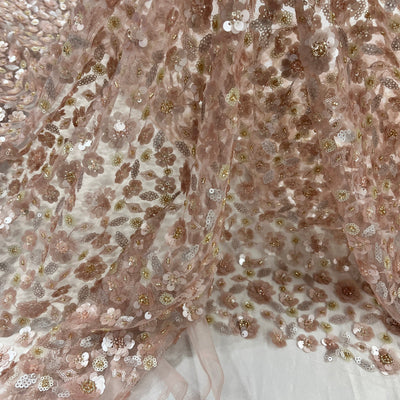 Beaded & Sequined Lace Fabric Embroidered on 100% Polyester Net Mesh | Lace USA - GD-2193