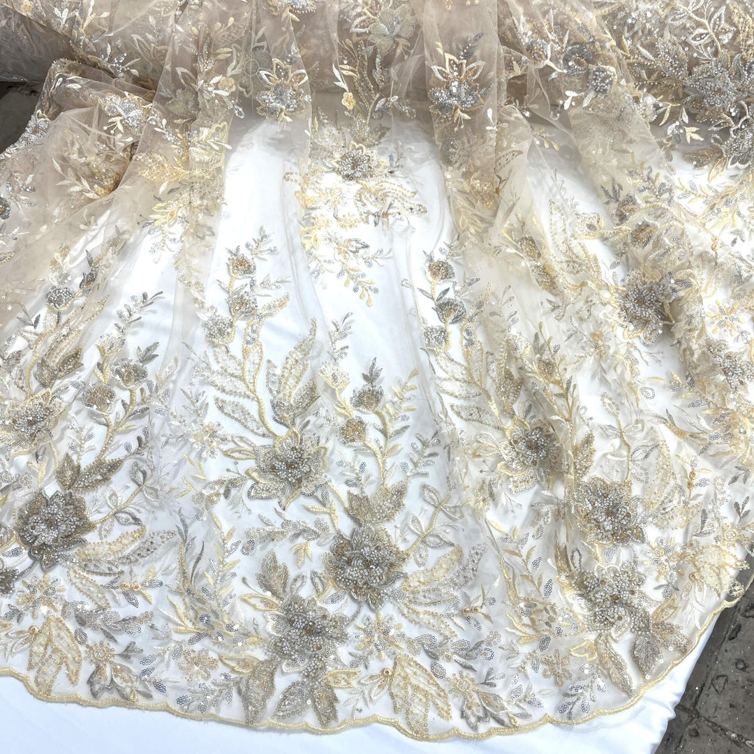 Beaded 3D Floral Lace Fabric – Embroidered Bridal, Quinceañera Lace | Lace USA -  GD-26230