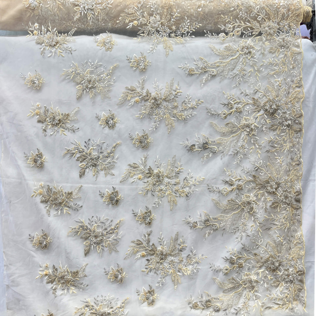 Beaded 3D Floral Lace Fabric – Embroidered Bridal, Quinceañera Lace | Lace USA -  GD-26230