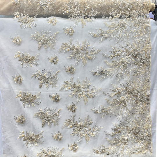 Beaded 3D Floral Lace Fabric – Embroidered Bridal, Quinceañera Lace | Lace USA -  GD-26230