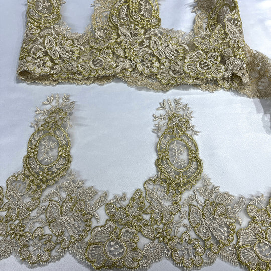 Floral Corded Lace Trim – 9" Wide Bridal, Quinceañera & Festa | Lace USA - 97039W/1