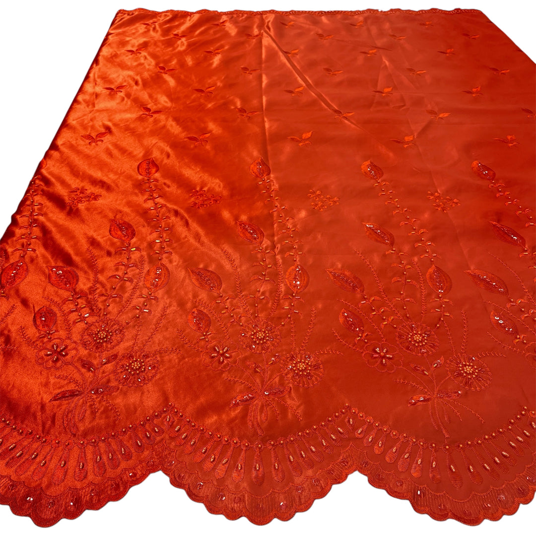 Beaded Bridal Lace Fabric Embroidered on 100% Polyester Satin | Lace USA - 30110S-BP