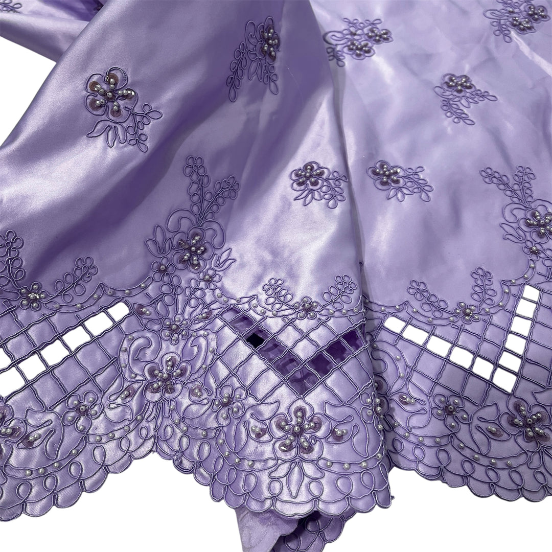 Beaded Bridal Lace Fabric Embroidered on 100% Polyester Satin | Lace USA - 91160S-BP