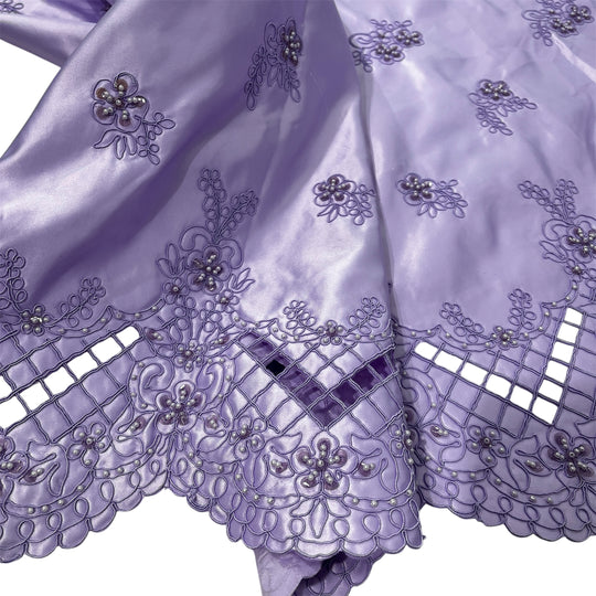 Beaded Bridal Lace Fabric Embroidered on 100% Polyester Satin | Lace USA - 91160S-BP
