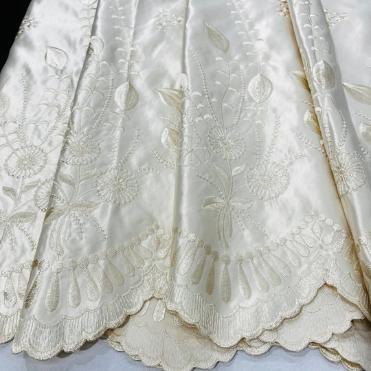 Bridal Lace Fabric Embroidered on 100% Polyester Satin | Lace USA - 30110S