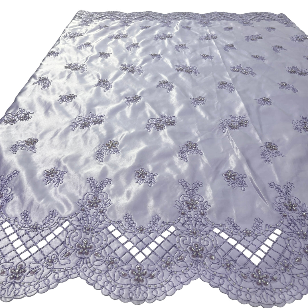 Beaded Bridal Lace Fabric Embroidered on 100% Polyester Satin | Lace USA - 91160S-BP