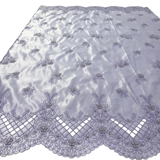 Beaded Bridal Lace Fabric Embroidered on 100% Polyester Satin | Lace USA - 91160S-BP