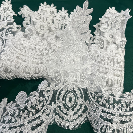 Corded Lace Trimming Embroidered on 100% Polyester Net Mesh | Lace USA - 96794W