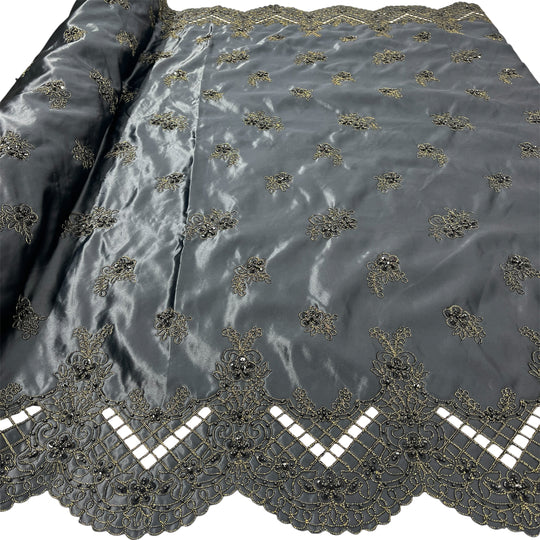 Beaded Bridal Lace Fabric Embroidered on 100% Polyester Satin | Lace USA - 91160S-BP