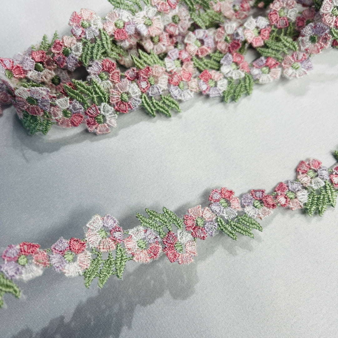 Embroidered Lace Trimming Embroidered on 100% Polyester Net Mesh | Lace USA - 20441N