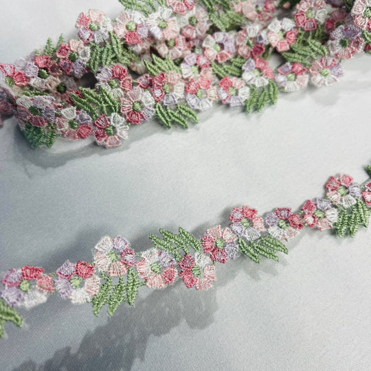 Embroidered Lace Trimming Embroidered on 100% Polyester Net Mesh | Lace USA - 20441N