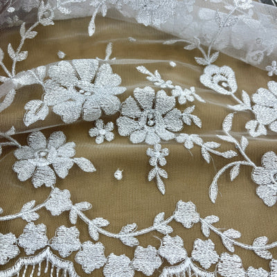 Lace Fabric Embroidered on 100% Polyester Net Mesh | Lace USA - 40861W