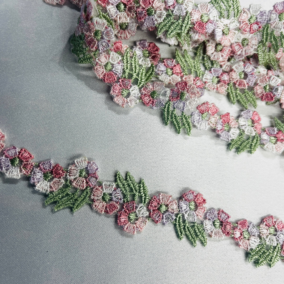 Embroidered Lace Trimming Embroidered on 100% Polyester Net Mesh | Lace USA - 20441N
