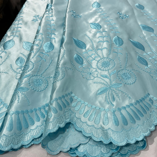 Bridal Lace Fabric Embroidered on 100% Polyester Satin | Lace USA - 30110S