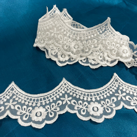 Embroidered Lace Trimming Embroidered on 100% Polyester Organza | Lace USA - 87927N