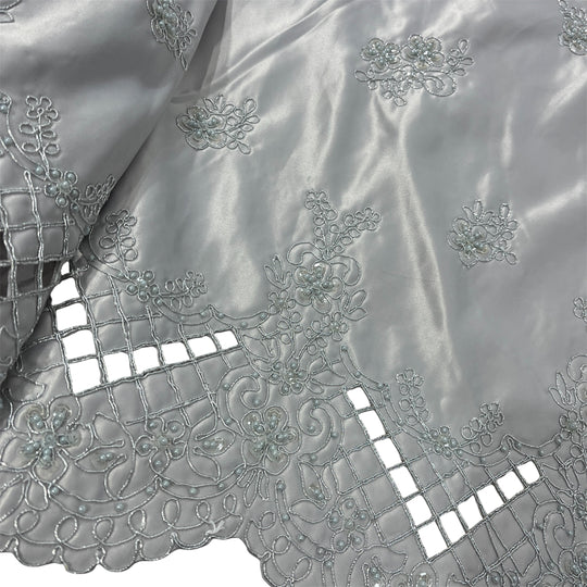 Beaded Bridal Lace Fabric Embroidered on 100% Polyester Satin | Lace USA - 91160S-BP