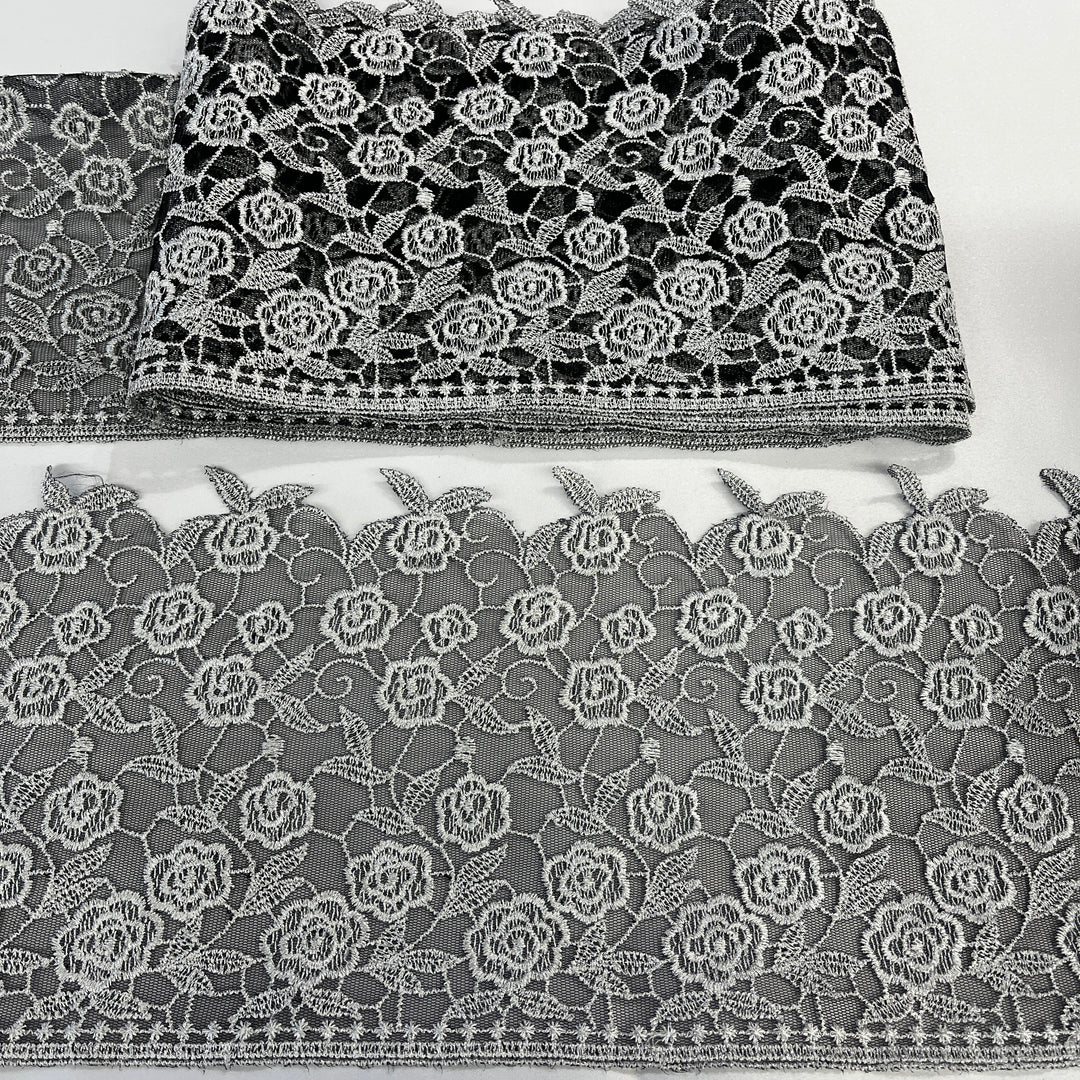 Embroidered Lace Trimming Embroidered on 100% Polyester Net Mesh | Lace USA - 21708W