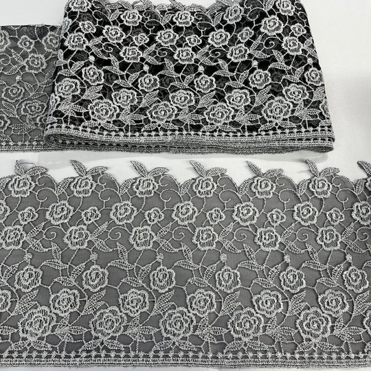 Embroidered Lace Trimming Embroidered on 100% Polyester Net Mesh | Lace USA - 21708W