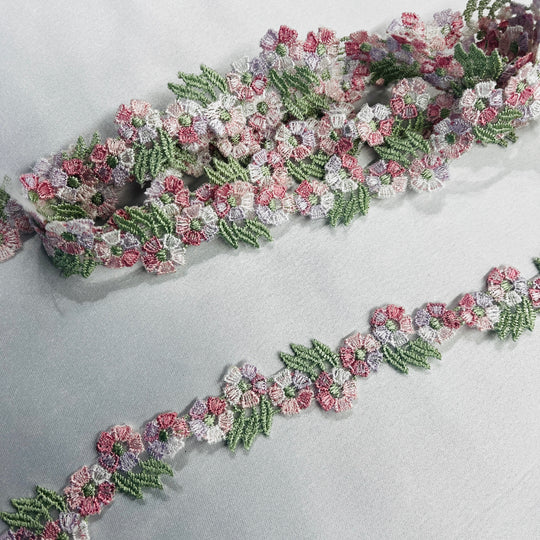 Embroidered Lace Trimming Embroidered on 100% Polyester Net Mesh | Lace USA - 20441N